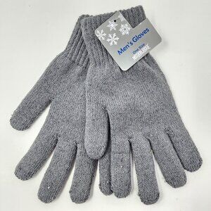 New Mission Ridge Mens Gray Knit Gloves Heavy Double Layer Lined Warm for Winter